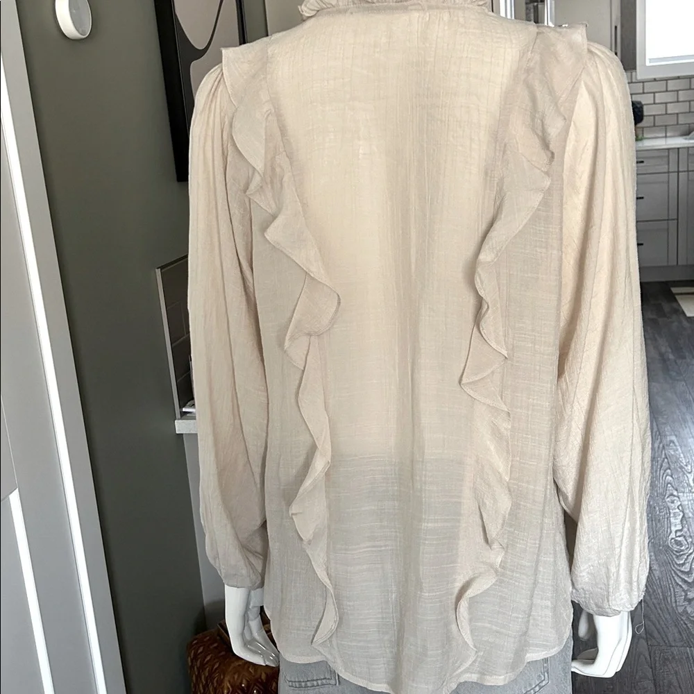 Apricot Vertical Ruffle Shimmer Slub Shirt NWT - Picture 3 of 10